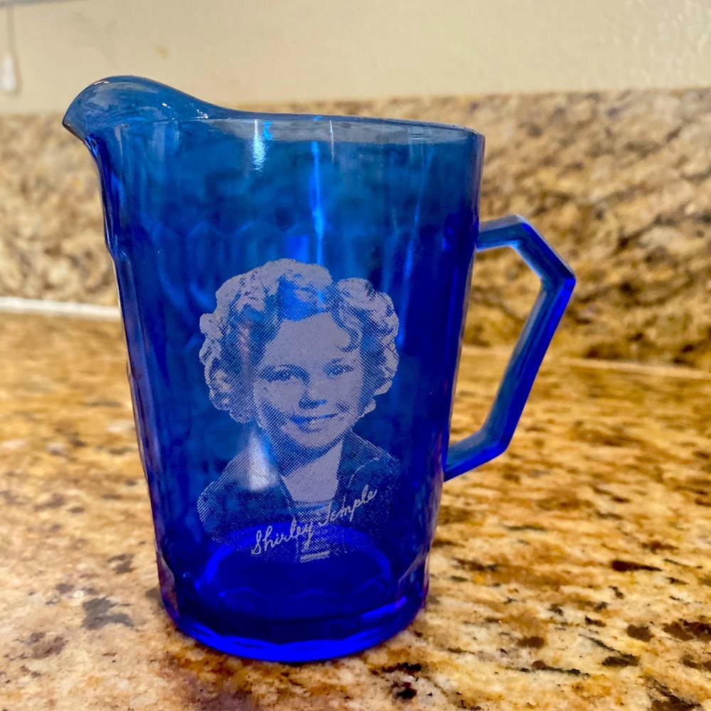Vintage 1930's Shirley Temple Hazel Atlas Co. Cobalt Blue Glass Creamer/Pitcher